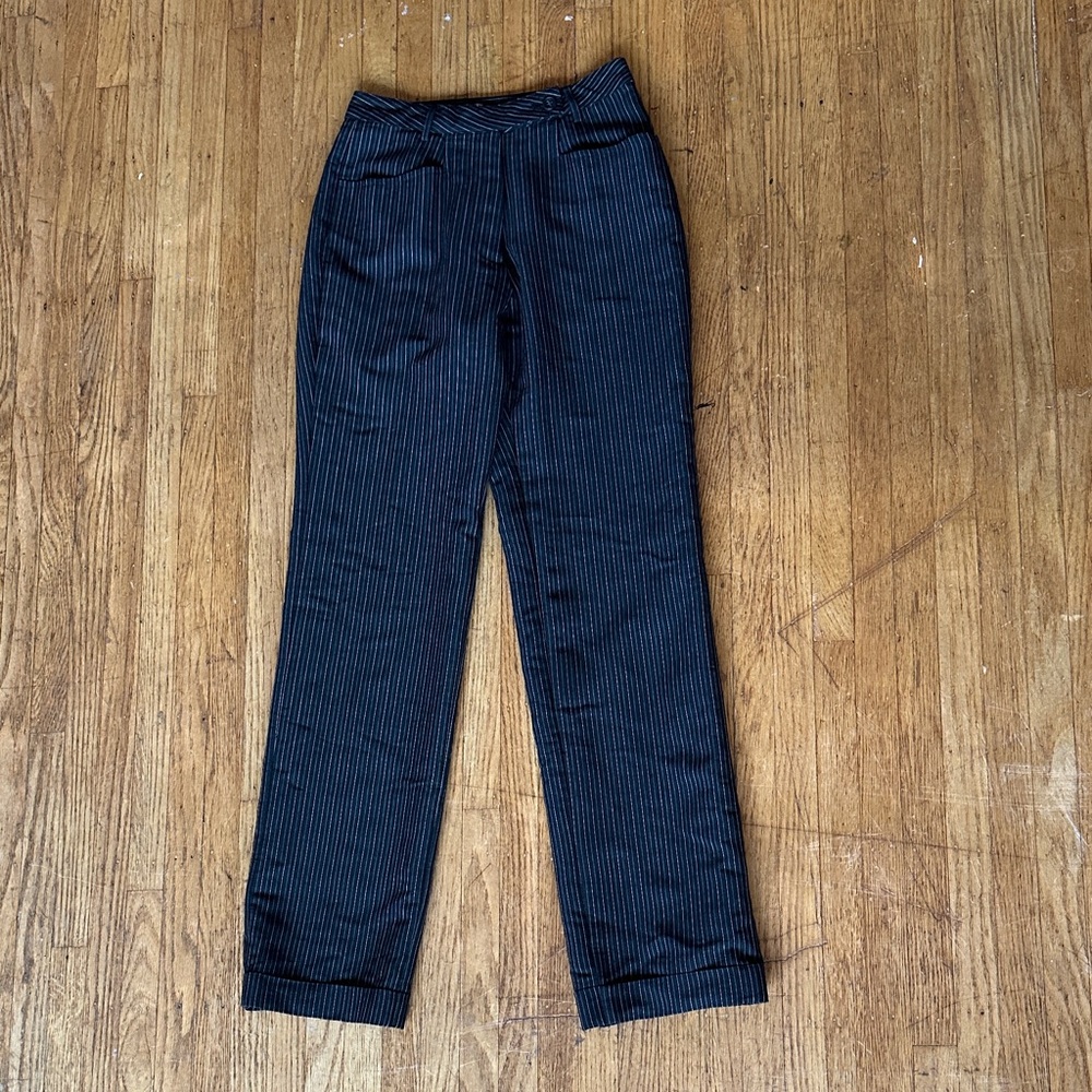 Men's Black Pinstripe Dress Pants